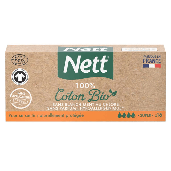 100% Coton Bio Tampon Super 16 unités