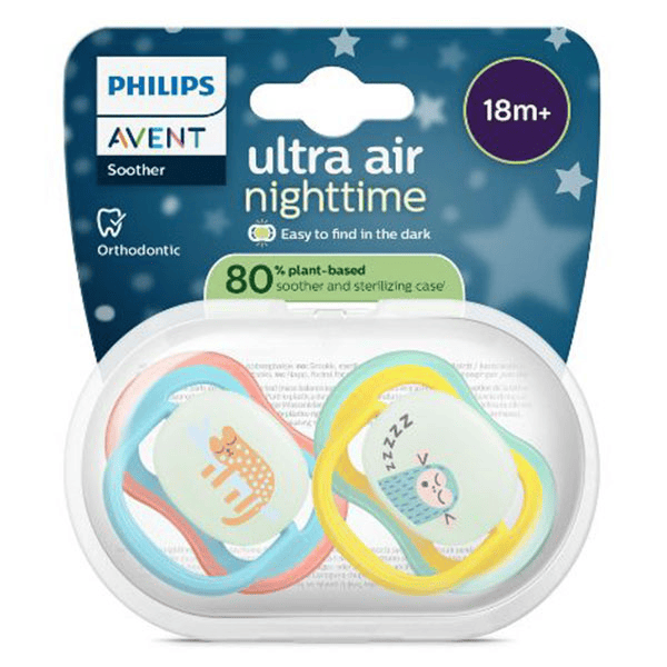 Sucettes Ultra Air nuit 18+ M Polaire x2, sans BPA