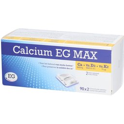 Calcium EG Max | 1000 mg Calcium, 1000 U.i. Vitamine D3 & 75 µg Vitamine K2 | Maintien d'Os forts et sains