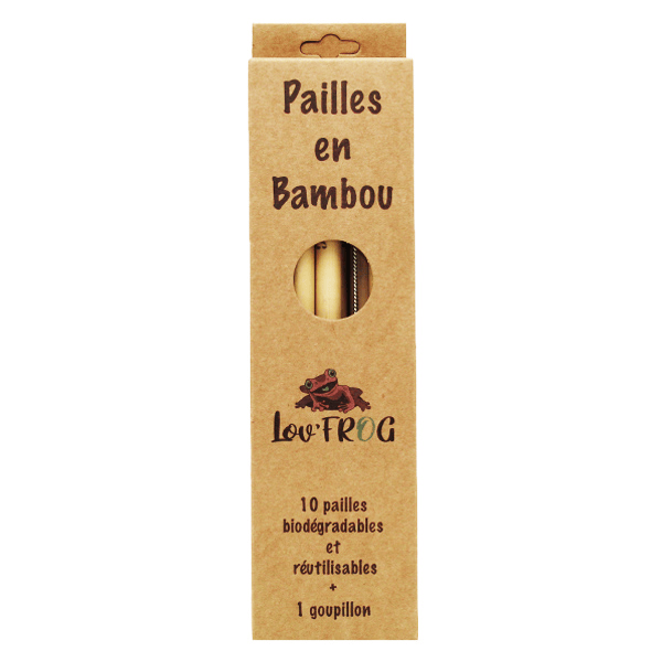 Pailles en Bambou 10 unités + 1 Goupillon