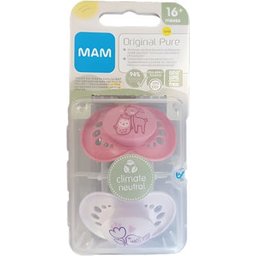Original Pure Sucette Silicone +16M Rose 2 Unités