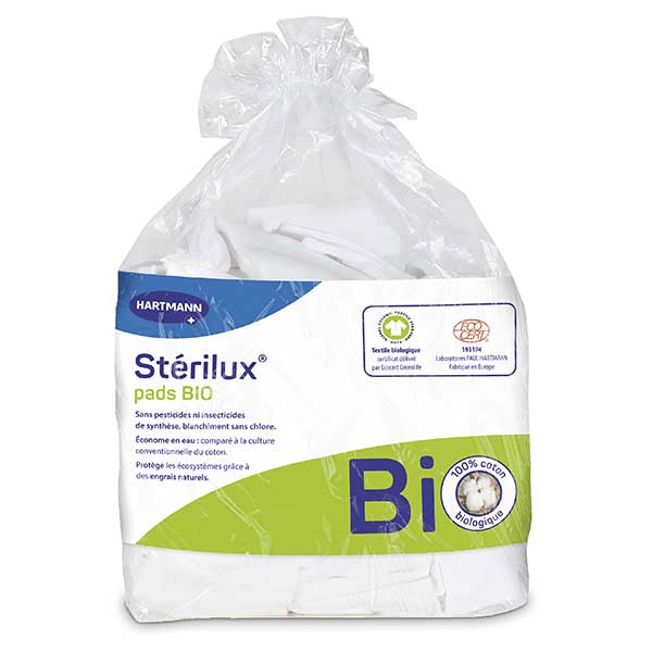 Stérilux Pads Bio Rectangles Coton 7,5 x 9,5cm 160 unités