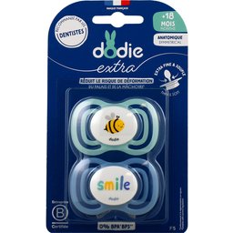 Extra Sucette Anatomique +18M F5 Vert Bleu 2 uts