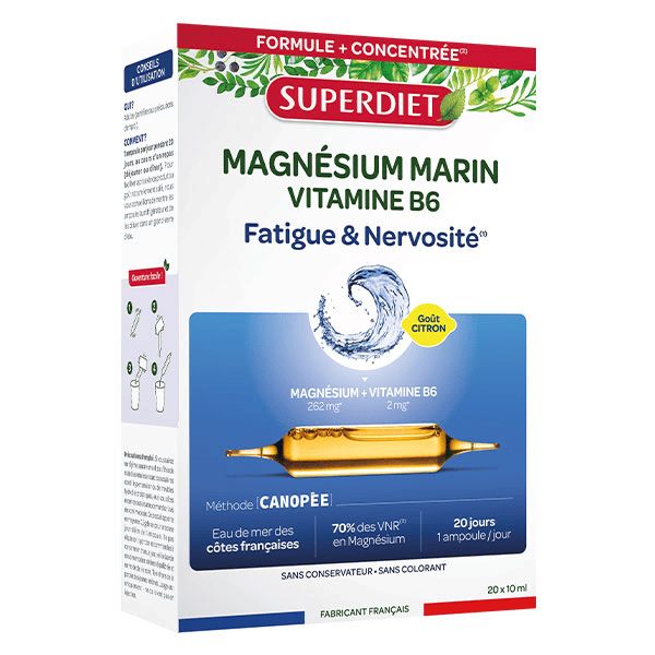 - Magnésium Marin et Vitamine B6 - 20 ampoules de 10ml