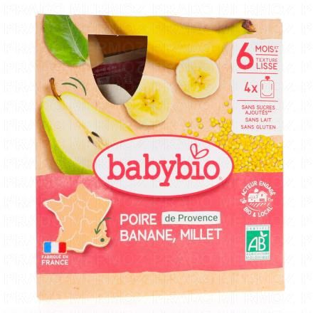 Fruits - Gourdes Poire de Provence, Banane et Millet 4x90g dès 6 mois