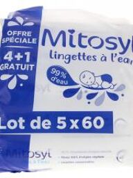 Lingettes à l'Eau Lot de 5 x 60 Lingettes dont 60 Offertes - Lot 5 x 60 lingettes
