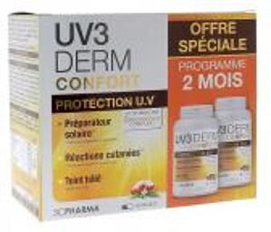 Uv3.derm Confort 120 Gélules - Boîte 2 pots de 60 gélules