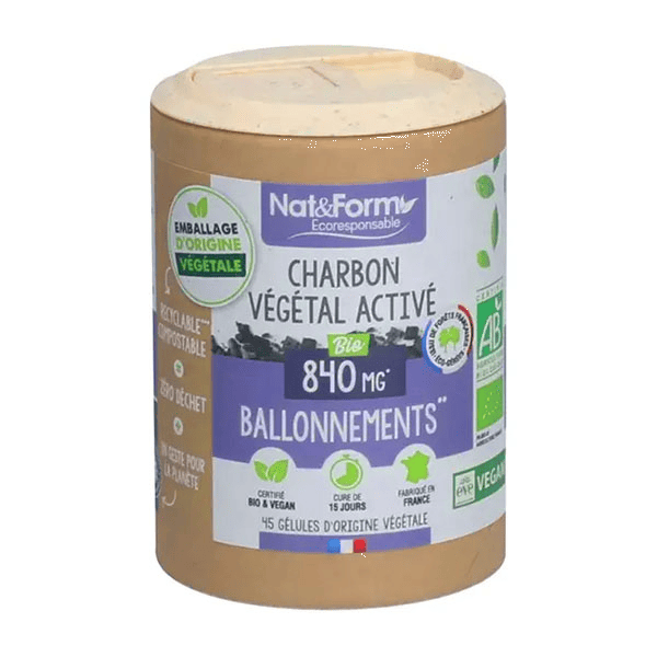 Écoresponsable Charbon Végétal Activé Bio 45 gélules