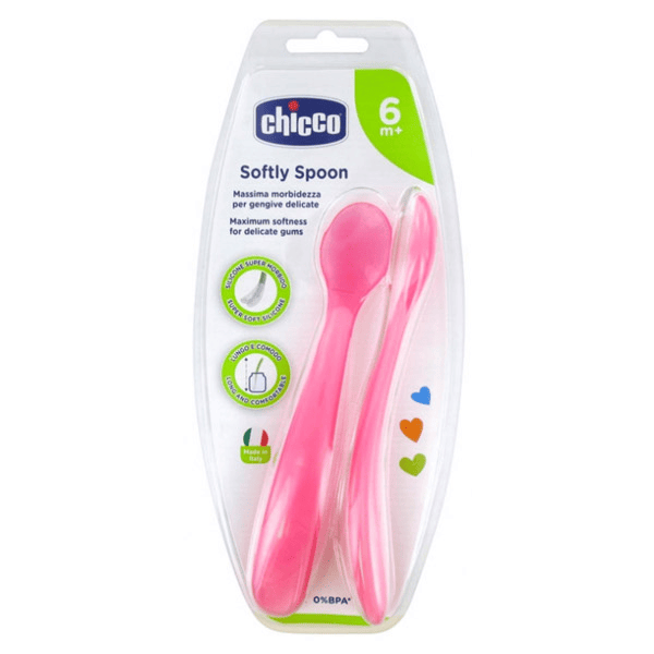 Repas Mes Premières Cuillères Souples Bout Silicone +6m Rose