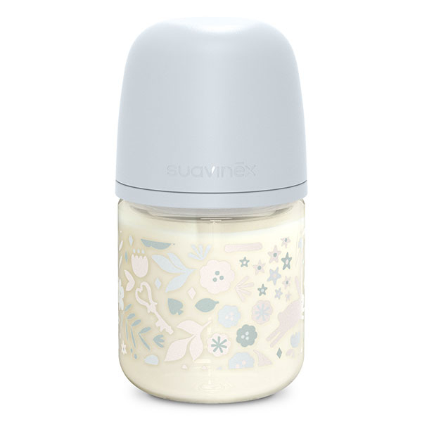 Suavinex, Wonderland, Biberon verre Tétine SXPro S - Wonderland Bleu - 120ml