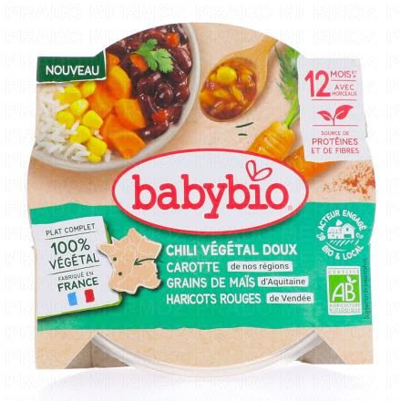 Végétal - Chili Végétal Doux Carotte Grains de Maïs Haricots Rouges +12 Mois Bio 230 g