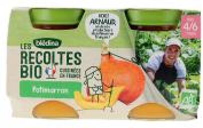 Les Récoltes Bio Potimarron Dès 4/6 Mois Bio 2 POTS - Carton 2 pots de 130 g