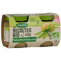 Les Récoltes Bio Haricots Verts pommes de Terre 4 6 mois 2x130g