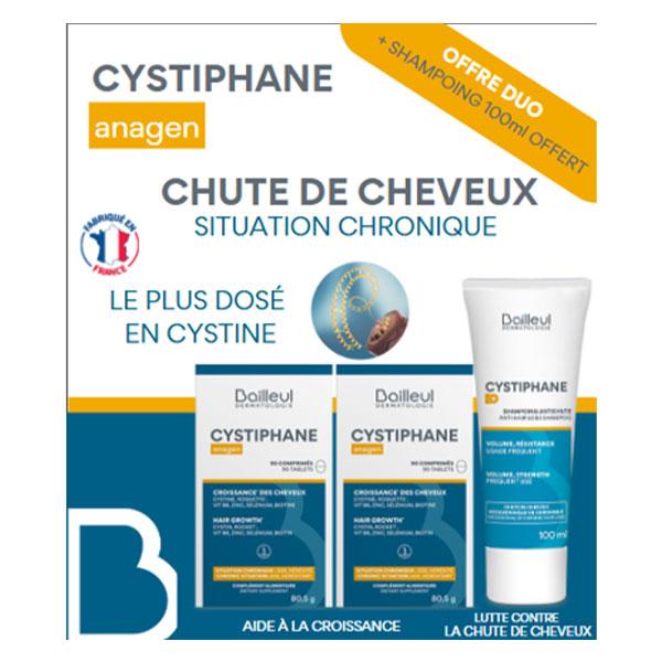 Cystiphane Anagen Anti Chute 2 x 90 comprimés + Shampoing 100ml offert