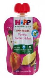 100% Fruits Gourde Pommes Ananas Pêches dès 6 Mois Bio 90 g - Gourde 90 g