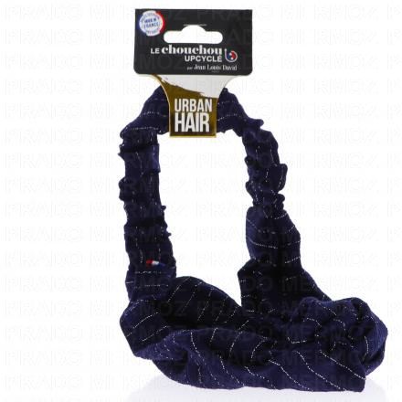 JEAN LOUIS DAVID Urban Hair - Chouchou Upcyclé motif bleu nuit rayé d'argent