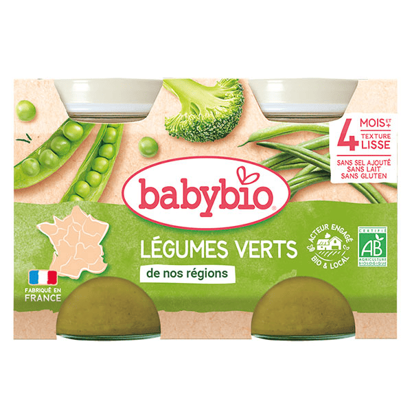 Légumes Pot Légumes Verts +4m Bio 2 x 130g