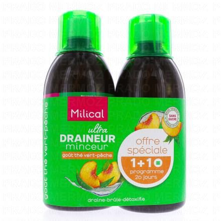 Draineur goût thé vert/pêche lot de 2 x 500ml