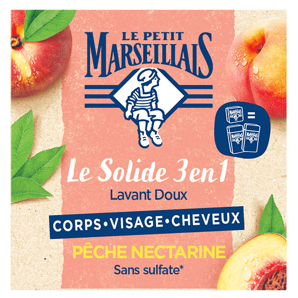 Savon Solide 3 en 1 Lavant Doux Pêche Nectarine 80g