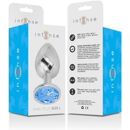 Plug Anal en Métal avec Cristal Bleu Taille L 1ut