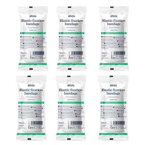Premiers Secours Bande Extensible 6cm x 4m Lot de 6