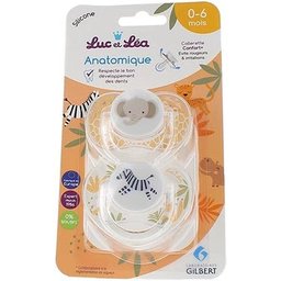 Luc et Léa Sucettes Anatomiques Silicone 0-6 Mois 2 Unités