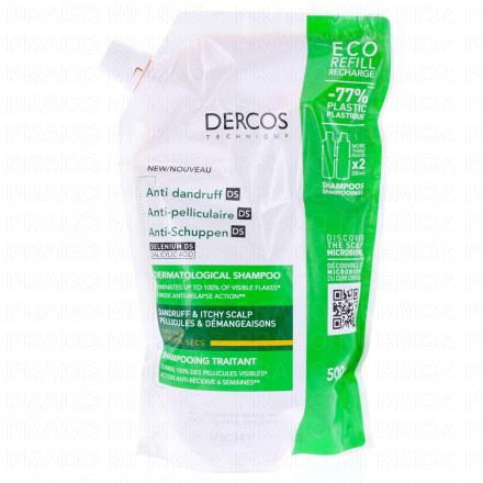 Dercos - Shampooing traitant anti-pelliculaire cheveux secs eco-recharge 390 ml