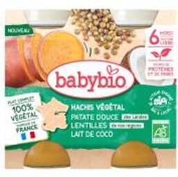 Hachis Végétal - Patate Douce Lentilles de Nos Régions Lait de Coco 400 g - Carton 2 pots de 200 g