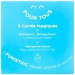Carrés Magiques Nettoyant Démaquillants Réutilisables 5 carrés - Sachet 5 carrés