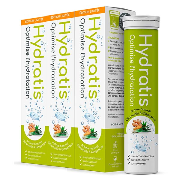 Solution d'Hydratation Citronnelle Gingembre Lot de 3 x 20 pastilles