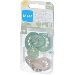 Original Pure Tétines en silicone à motif Vert-écru 6-16 mois