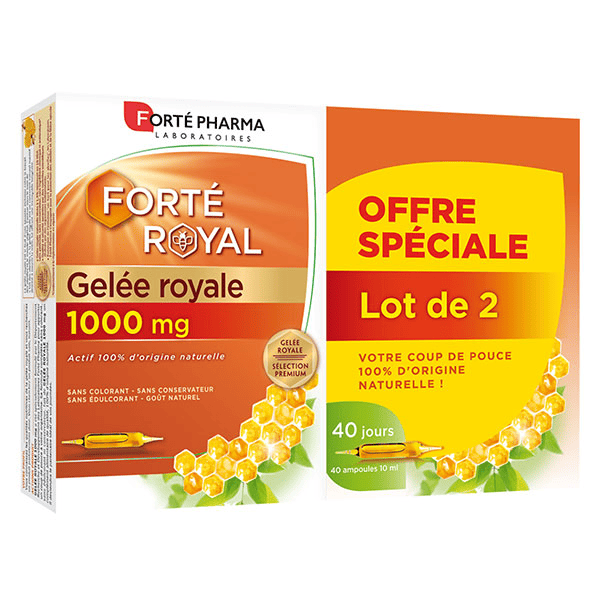Gelée Royale 1000mg Immunité Fatigue Défenses Lot 2x20 ampoules