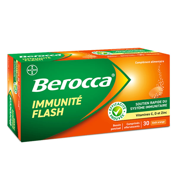 Immunité Flash Vitamine D et C Zinc Fer 30 comprimés effervescents