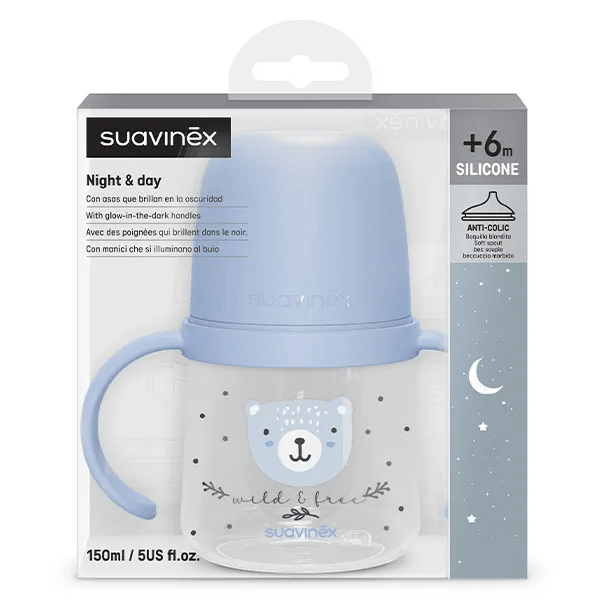 Biberon à Anses +6 mois Wild&Free Night And Day Bleu 150ml