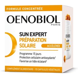 Oenobiol SUN Expert Préparation Solaire Accélérée - Protection Cellulaire Anti-Oxydante - Favorise Un Hâle Intense Et Éclatant - Complément Alimentaire 15 Capsules Végétales 15 Jours