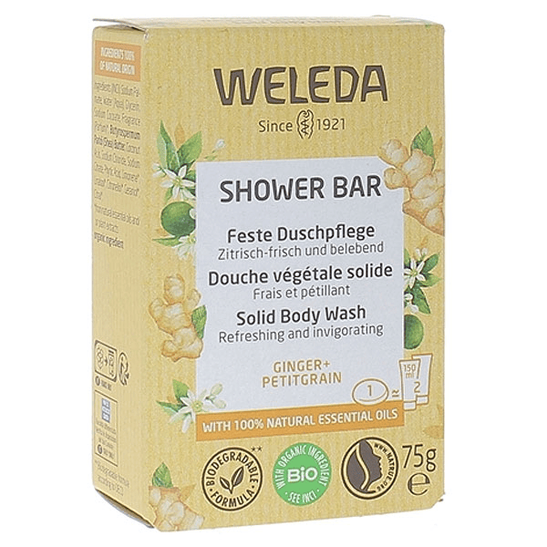 Shower Bar Douche Végétale Solide Ginger & Petitgrain Bio 75g