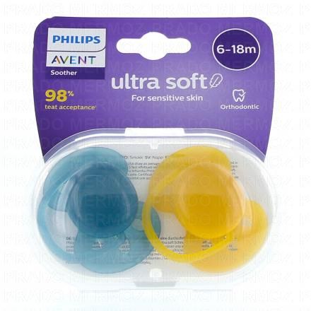 Ultra Soft - Sucette 6-18 mois bleu / jaune