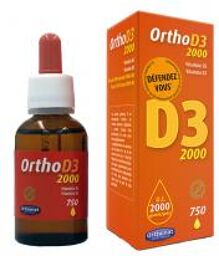 Ortho D3 2000 UI Vitamine D3 750 Gouttes - Flacon compte goutte 750 gouttes