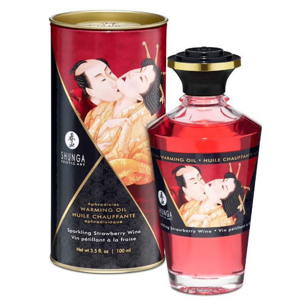 Huile Chauffante Aphrodisiaque Vin pétillant Fraise 100ml