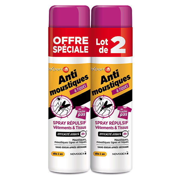 Expert 123 Anti-moustiques et Tiques spray répulsif Vêtements et Tissus 100 ml - Duo - Promotion