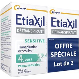 - Déodorant Détranspirant - Traitement Transpiration Excessive - Aisselles - Sensitive - Peaux Sensibles - Lot de 2