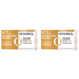 Oenobiol SUN Expert Préparation Solaire Accélérée - Protection Cellulaire Anti-Oxydante - Favorise Un Hâle Intense Et Éclatant - Complément Alimentaire 2X15 Capsules Végétales - Programme 1 M