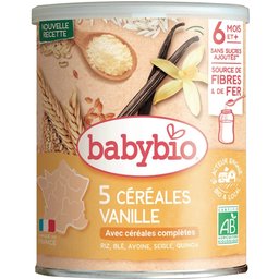 5 Céréales Vanille Bio 6m+ Bio 220g