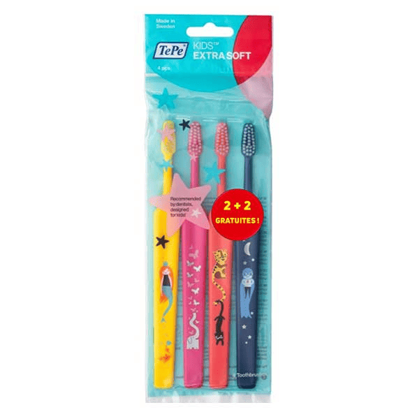 Kids Brosse à Dents Extra Souple Lot de 4