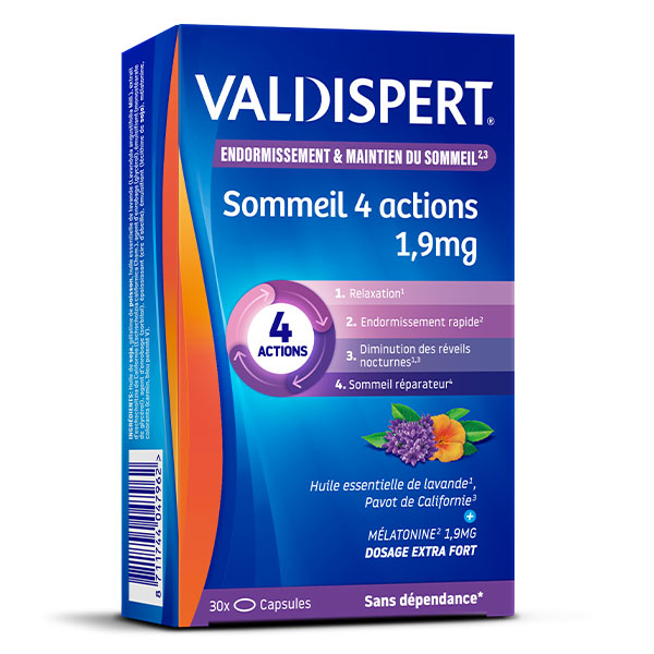 Mélatonine1,9mg Sommeil 4Actions 2x30 Capsules