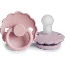 Set Sucettes Daisy Silicone Bébé Rose Lilas 0-6M 2 Unités
