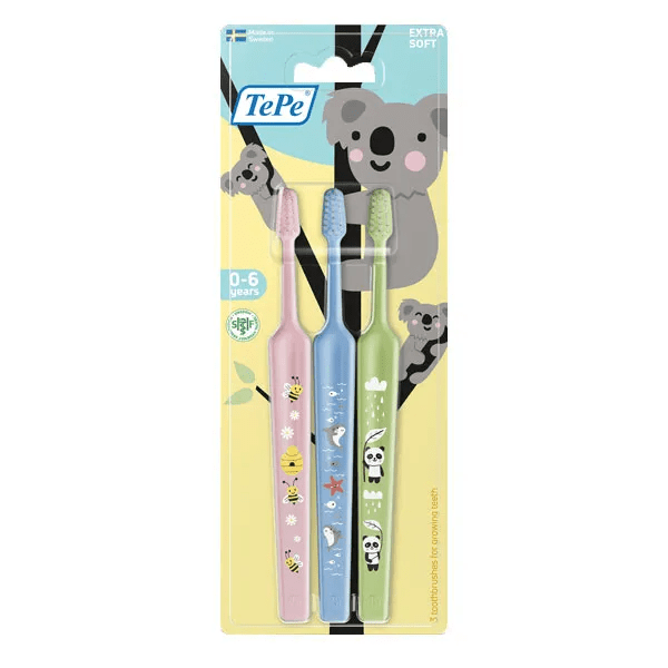 Brosses à dents Mini Extra-souples de 0 à 6 ans 3 pièces