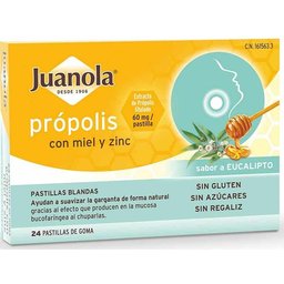 Juanola® Propolis avec Miel et Zinc Goût Eucalyptus 24 pastilles