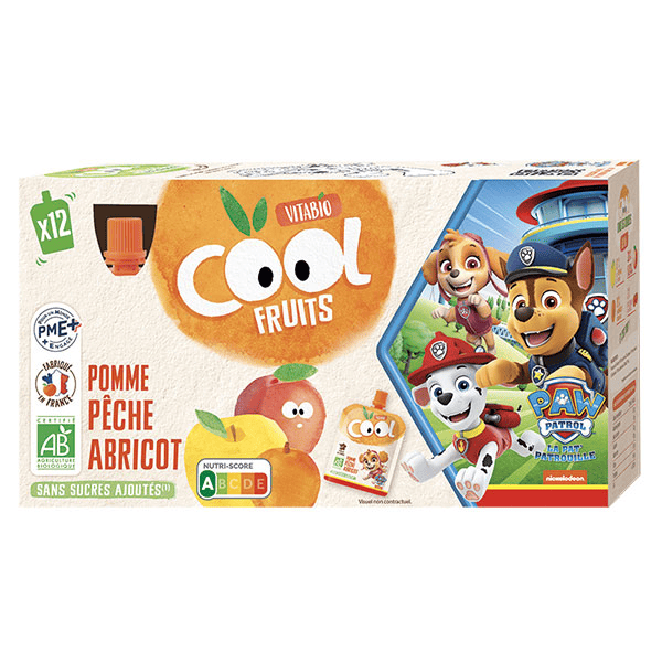 Cool Fruits La Pat’ Patrouille Pomme Pêche Abricot Bio 12 x 90g
