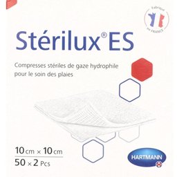 Stérilux® ES Compresse de gaze hydrophile à bords rentrés 10 cm x 10 cm
